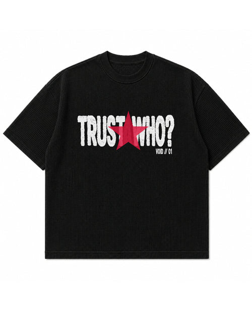 Black waffle boxy fit Front Design