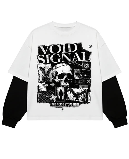 White With Black Sleeve Oversized Tee Front Design